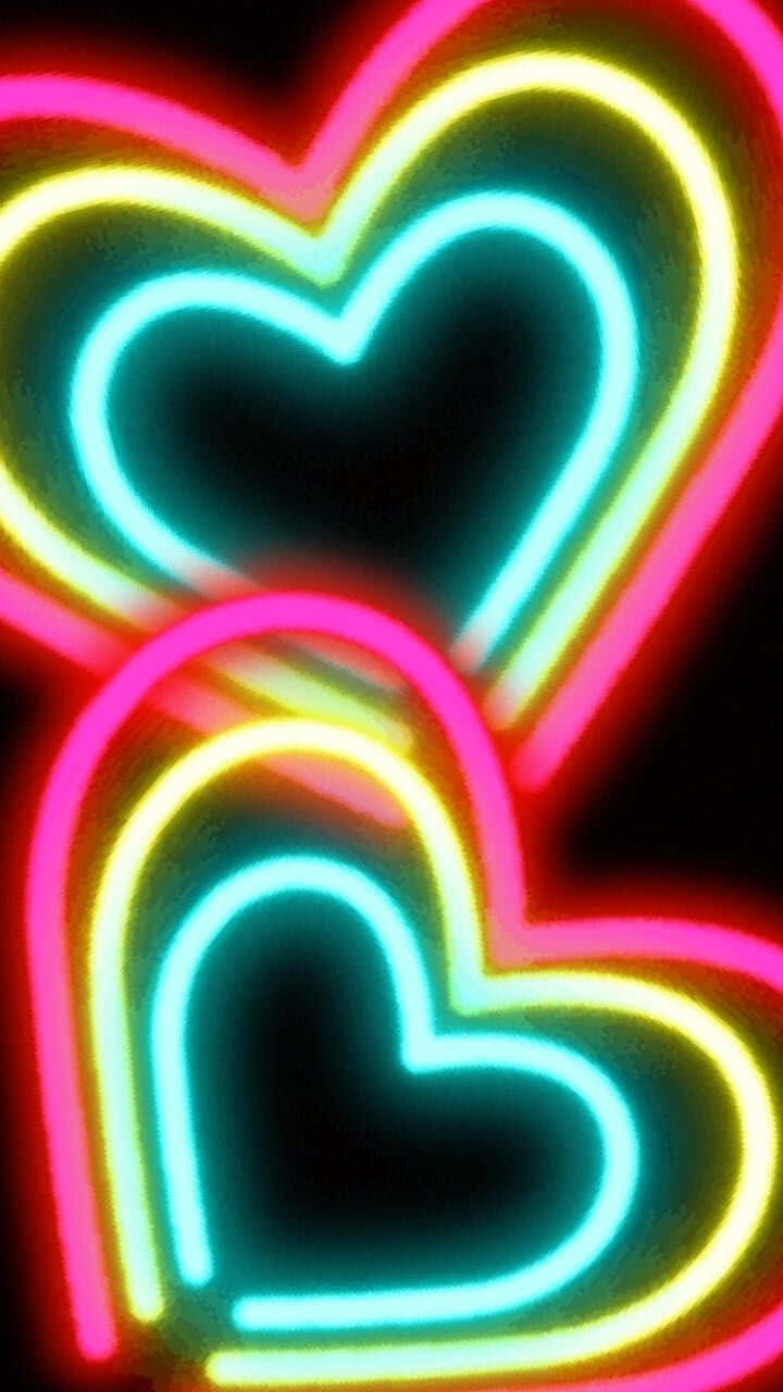 Pan Flag Colored Neon Heart Lights Wallpaper