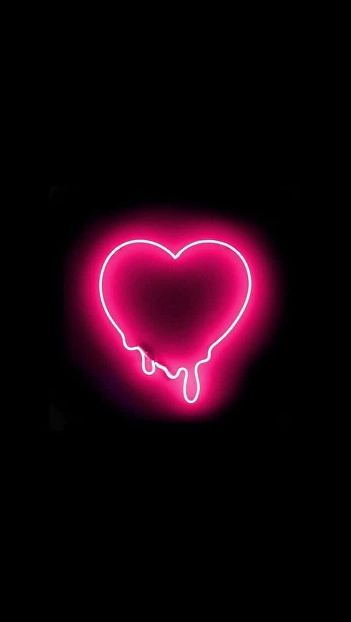 Simple Melted Pink Neon Heart Wallpaper