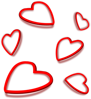 Neon Hearts Dark Background PNG