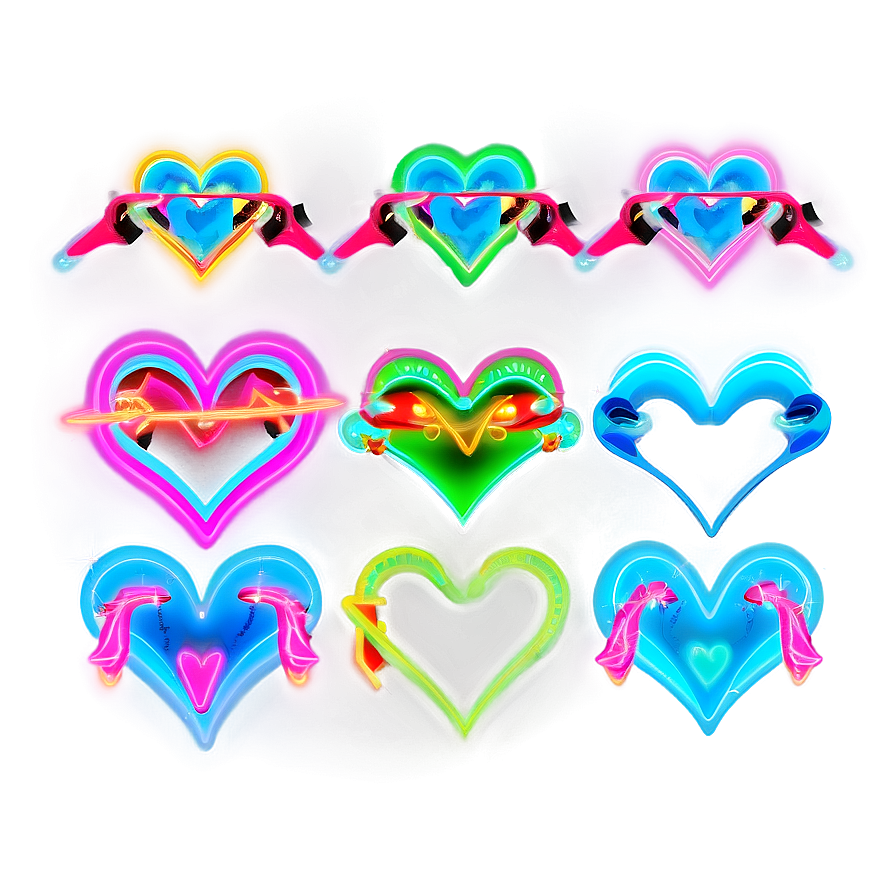 Neon Hearts Png 05032024 PNG