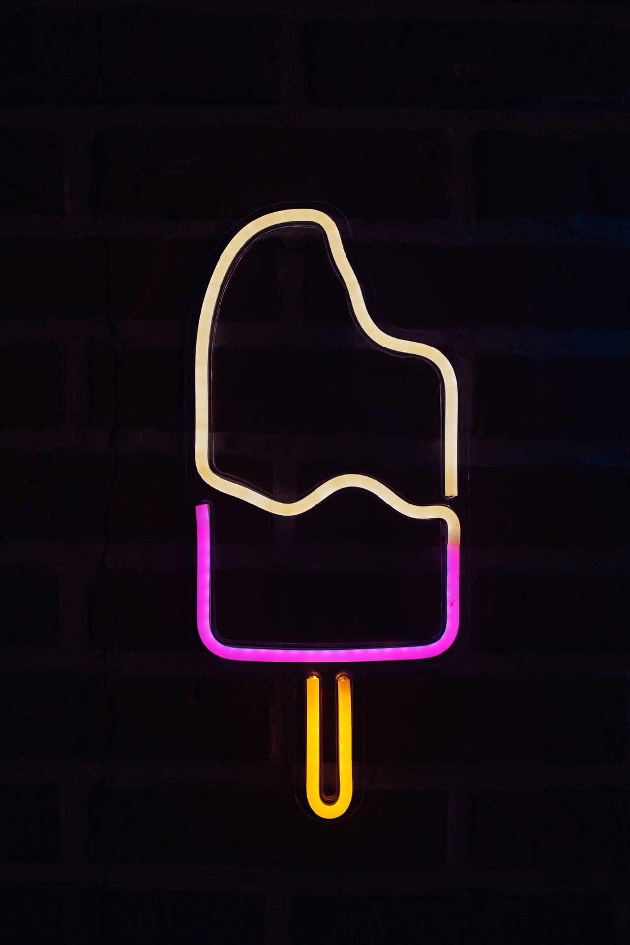 Neon Ice Cream Black Screen Wallpaper