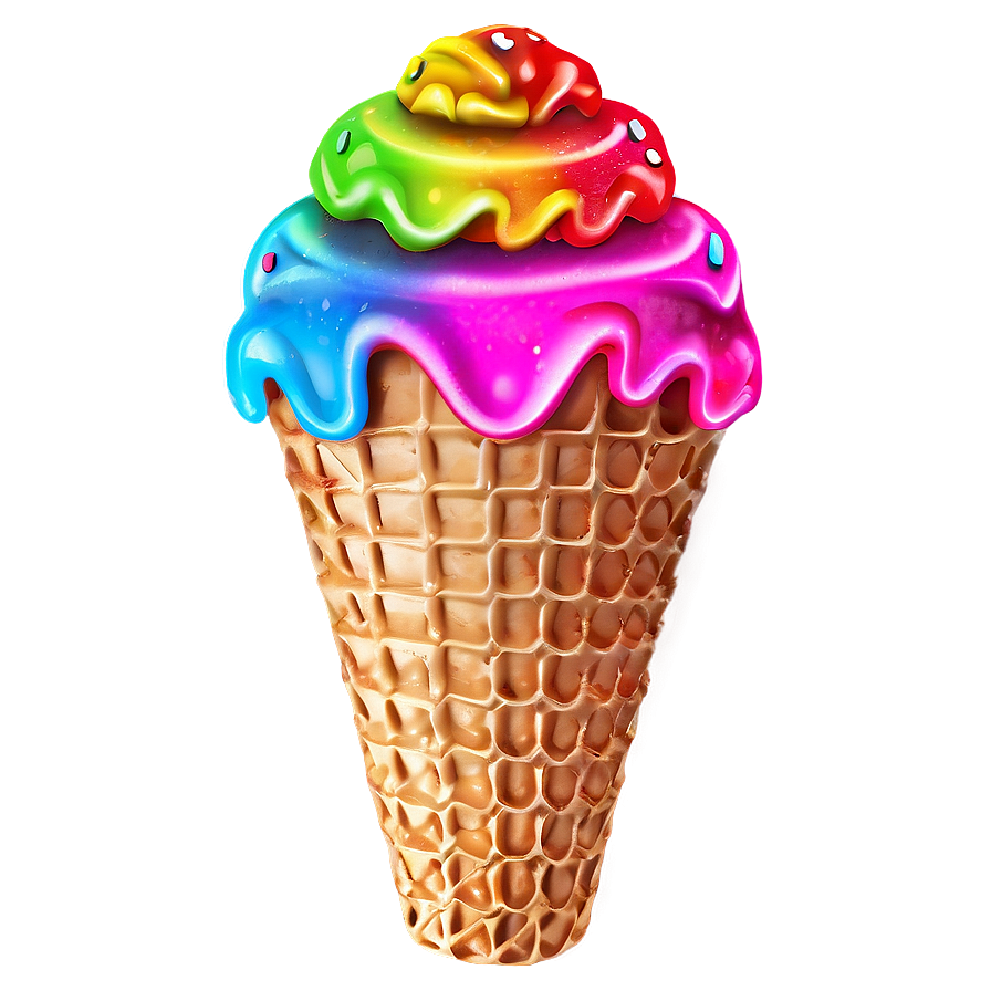 Neon Ice Cream Cone Png 05252024 PNG