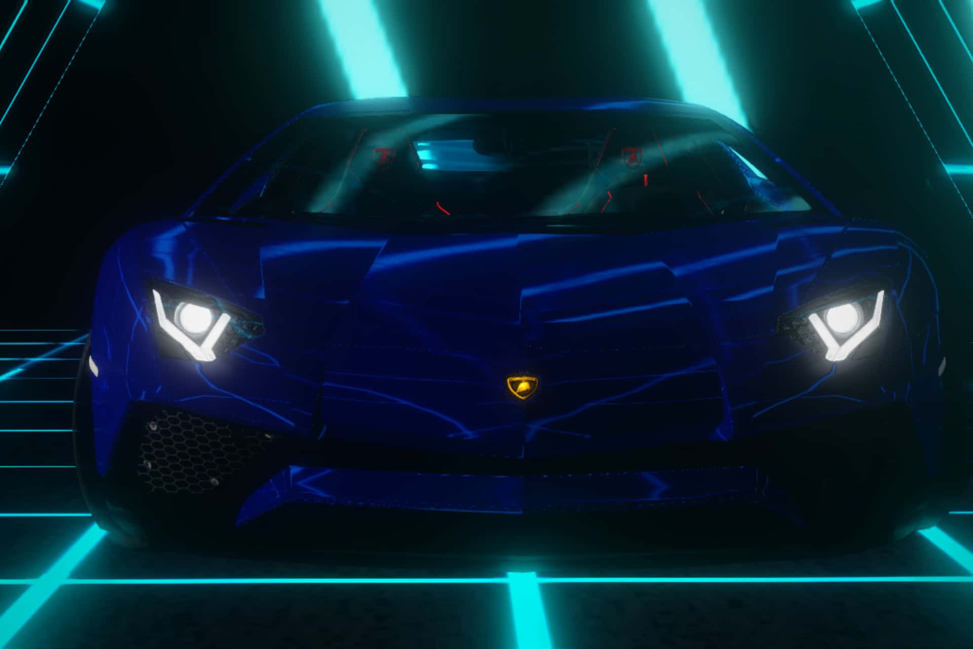 Neon Infused Blue Lamborghini Night Wallpaper