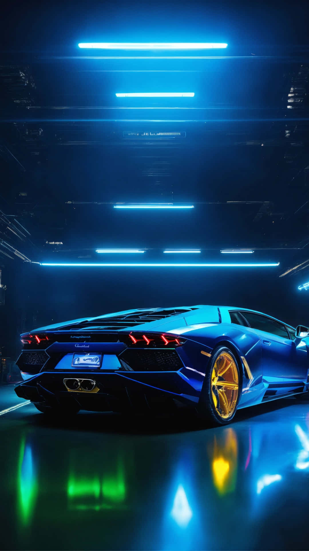 Neon Infused Lamborghini Night Wallpaper