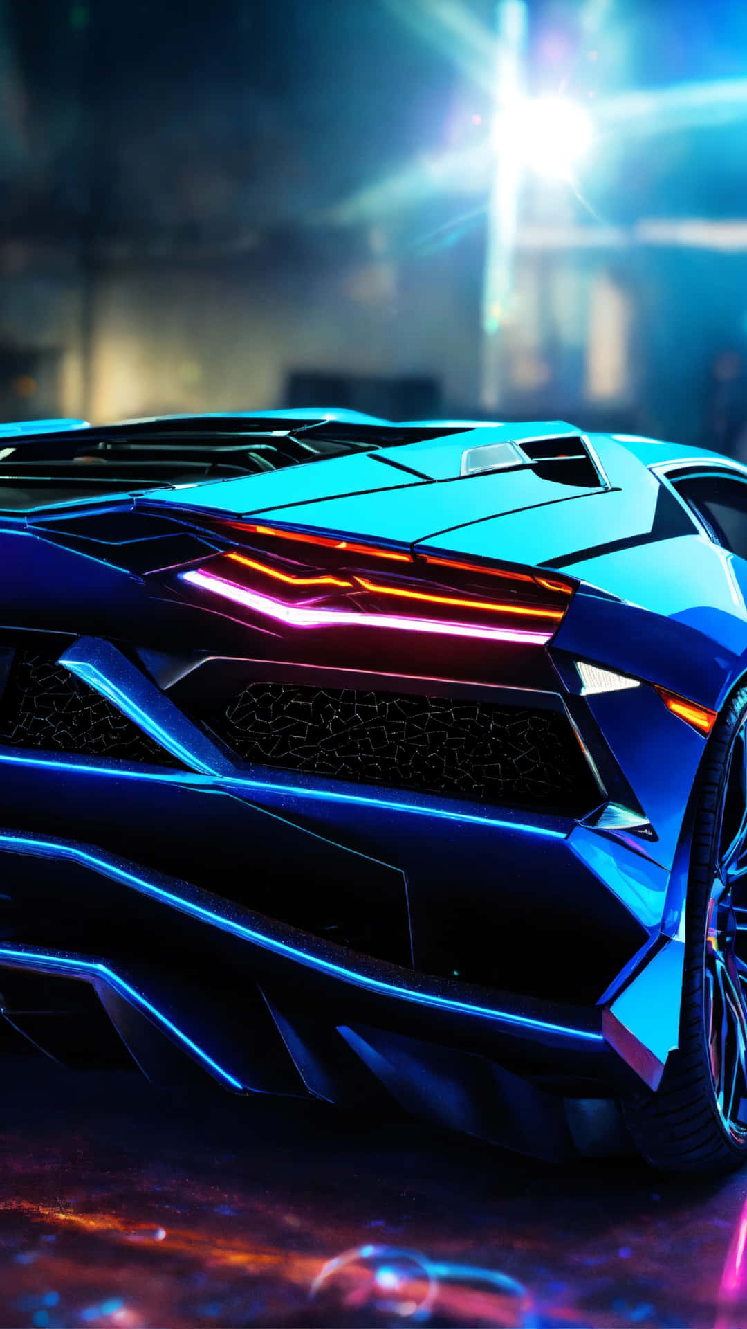Neon Infused Lamborghini Nighttime Wallpaper