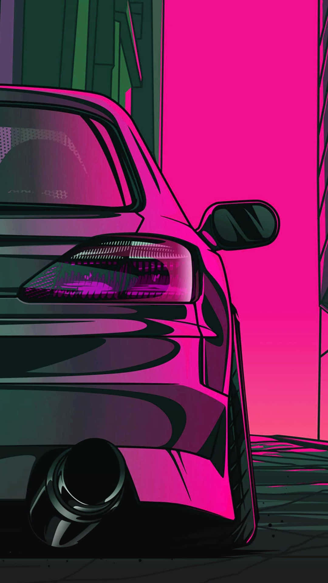 Neon J D M Car Illustration Wallpaper