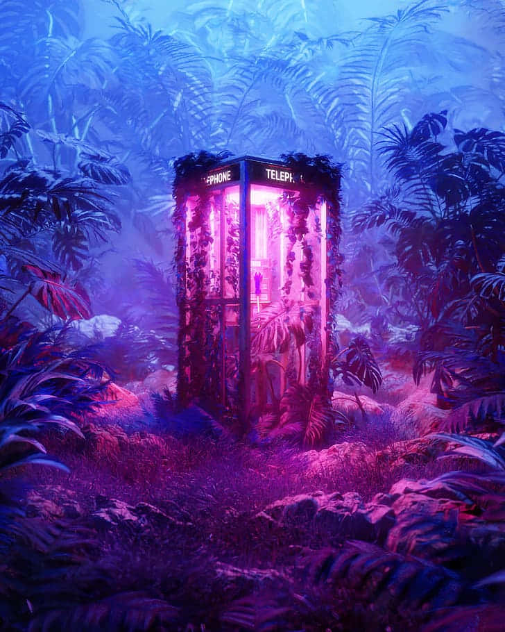 Neon Jungle Phone Booth Wallpaper