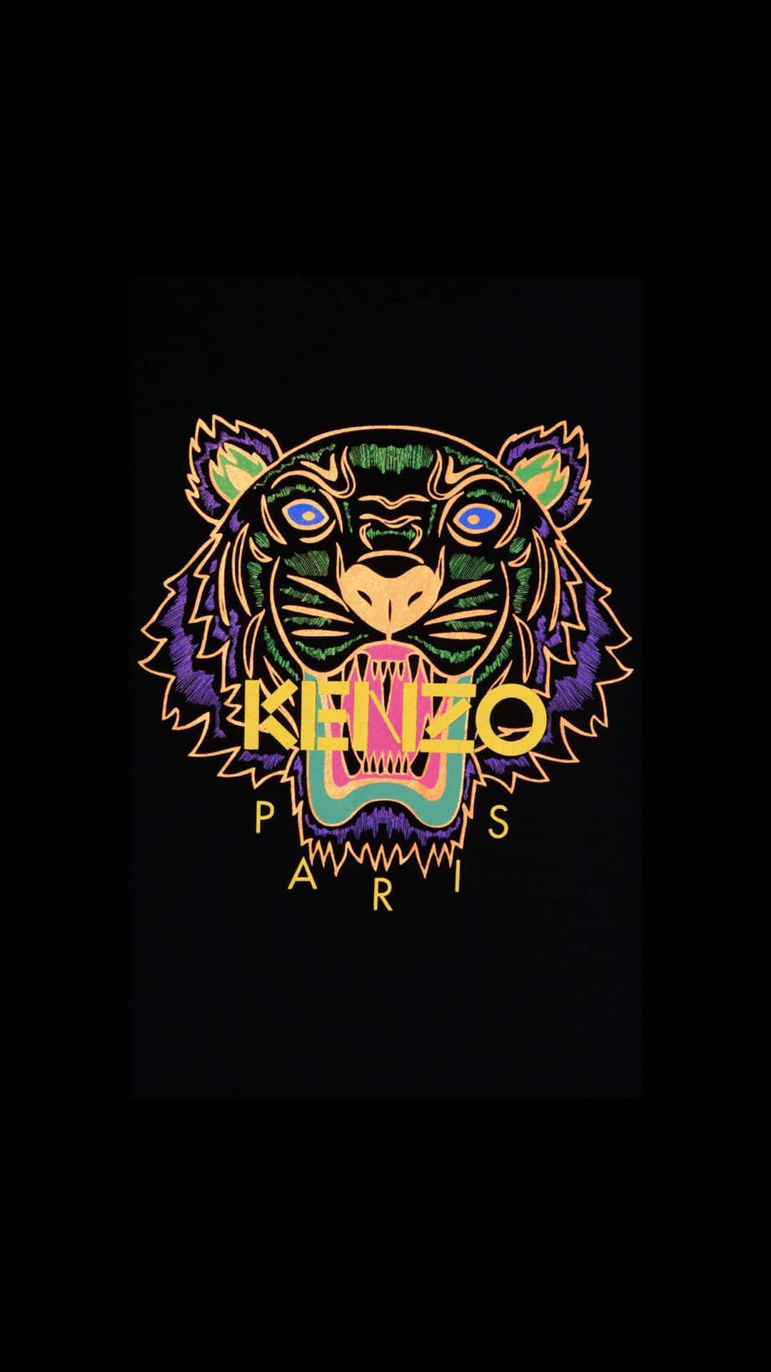 Neon Kenzo Tiger Print Wallpaper