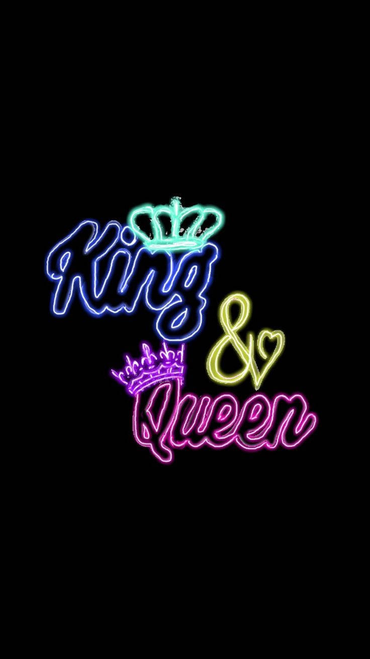 Neon King And Queen Crown Lights Wallpaper