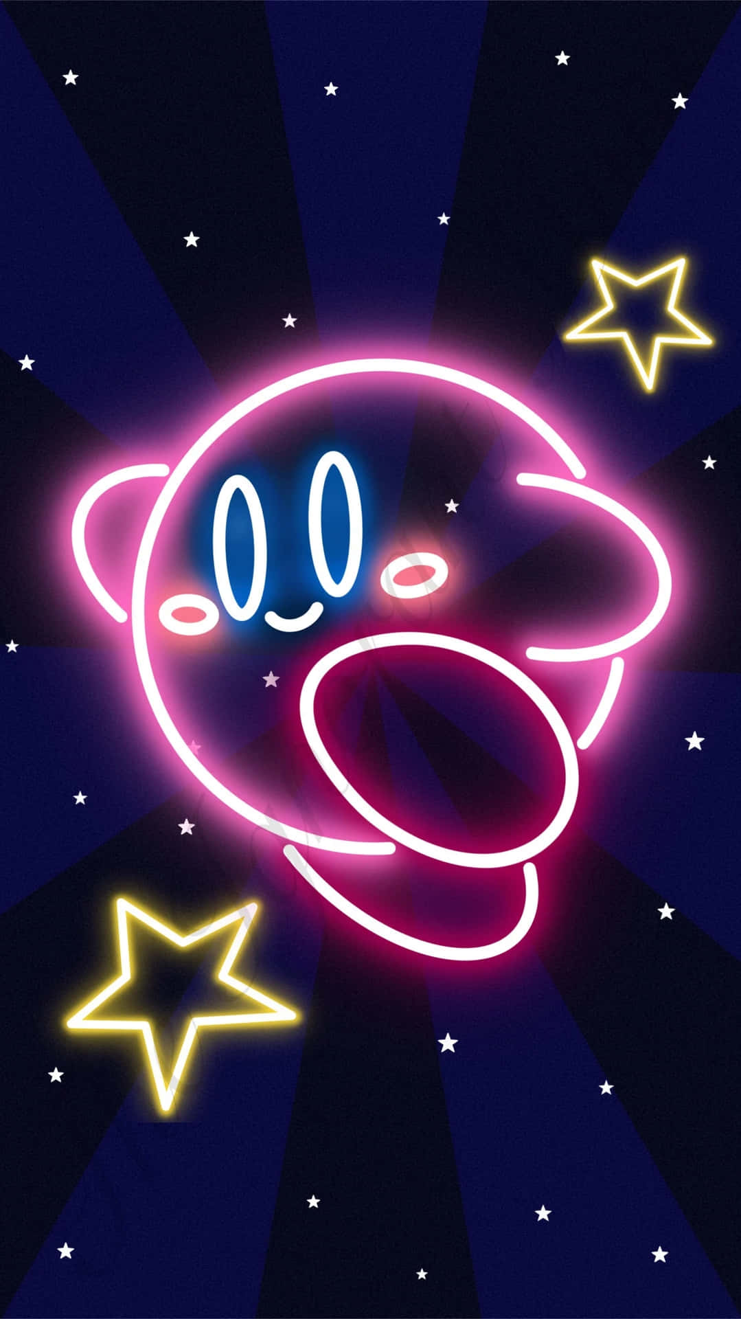Neon Kirby Starlighti Phone Wallpaper Wallpaper