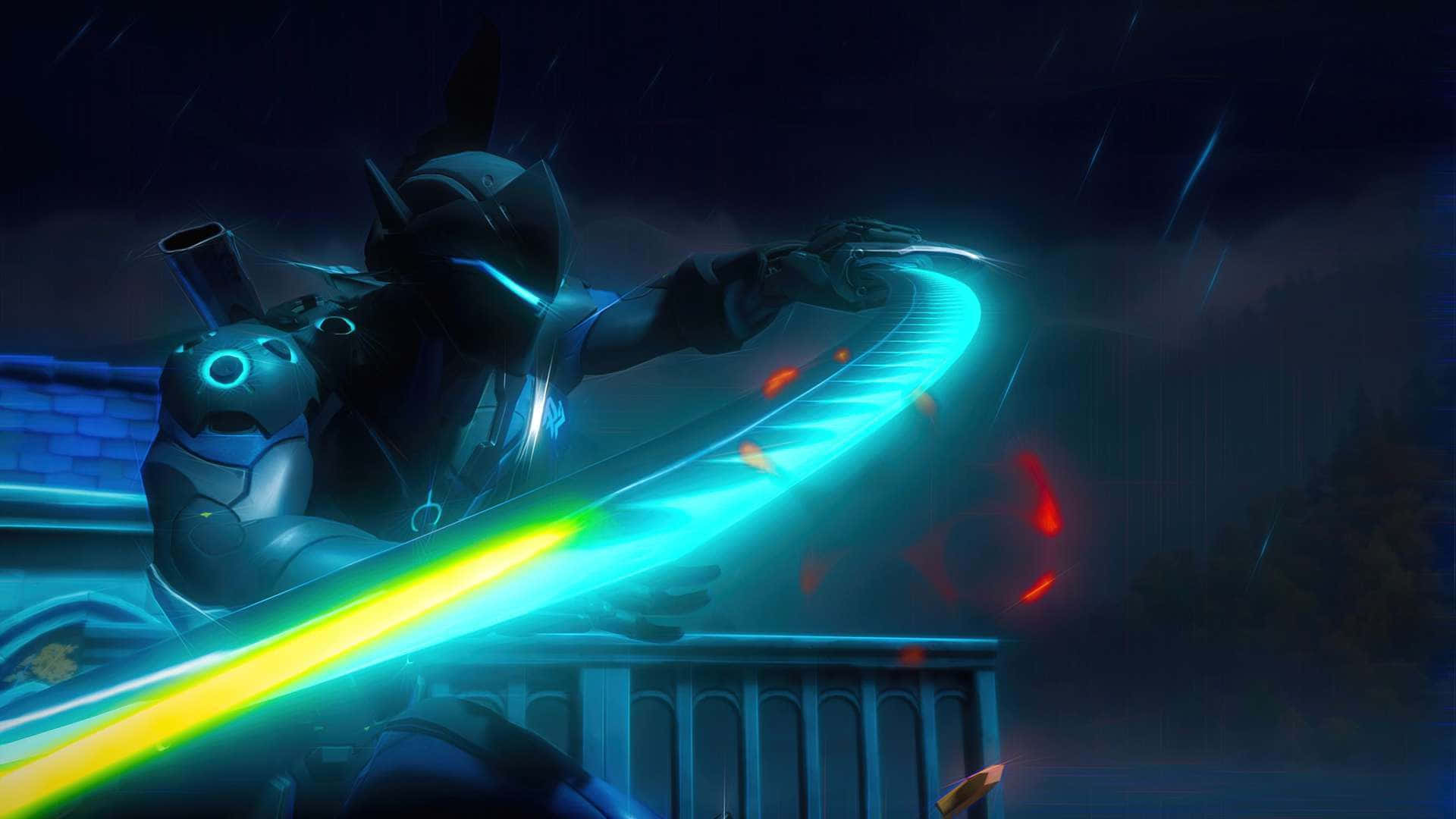 Neon Knight Energy Blade Wallpaper
