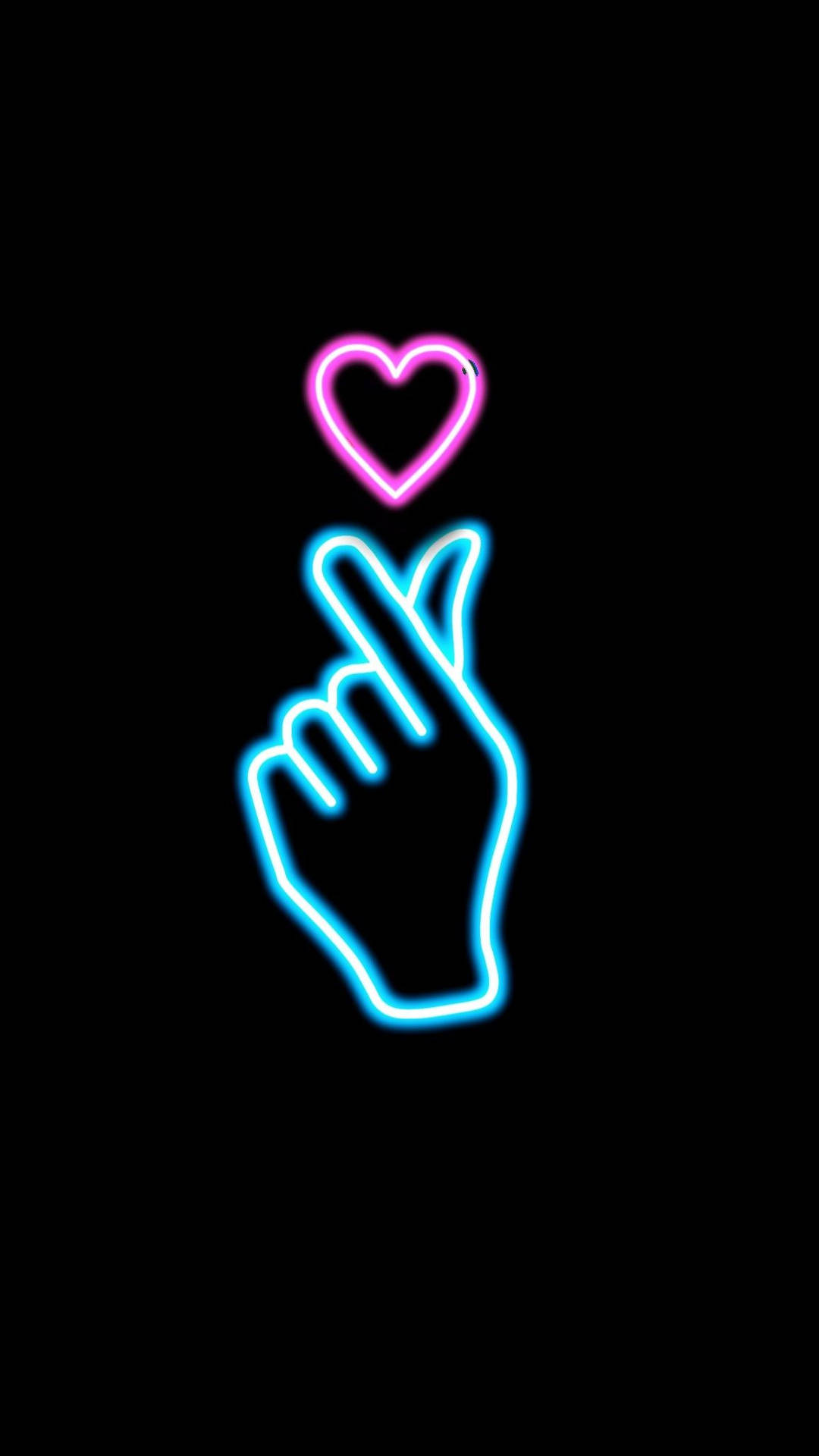 Neon Korean Finger Heart Wallpaper