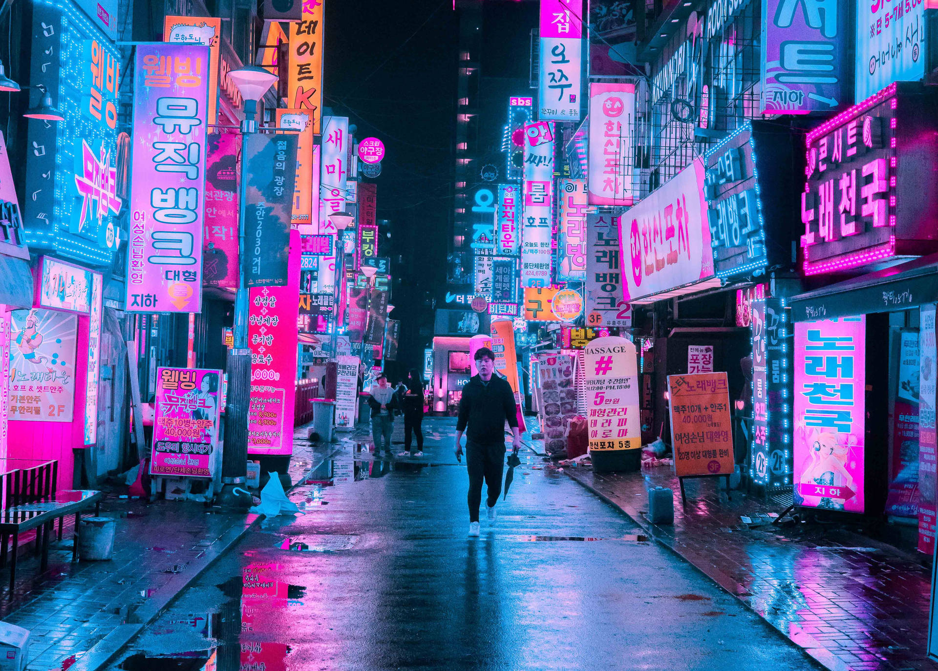 Neon Koreanska Staden 4k Pc Wallpaper