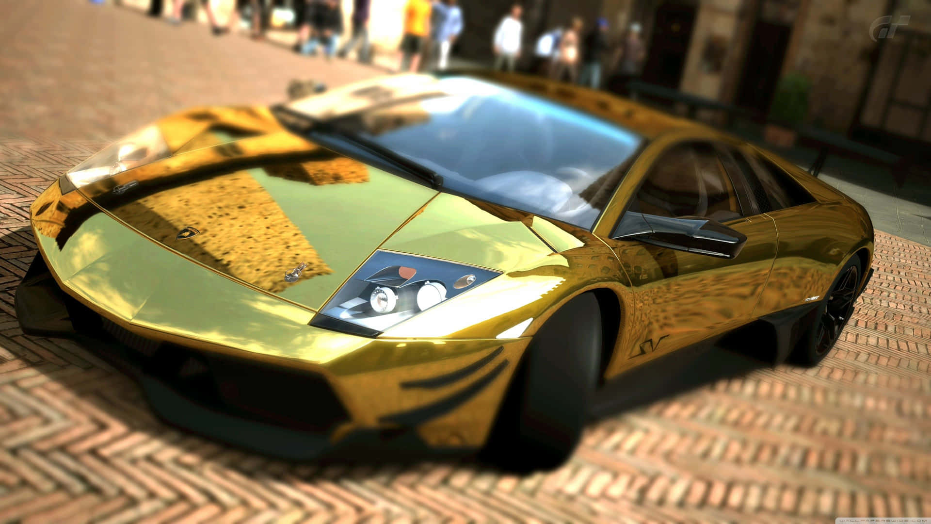Lamborghinibrillante Y Neón Quema Caucho En Las Calles. Fondo de pantalla