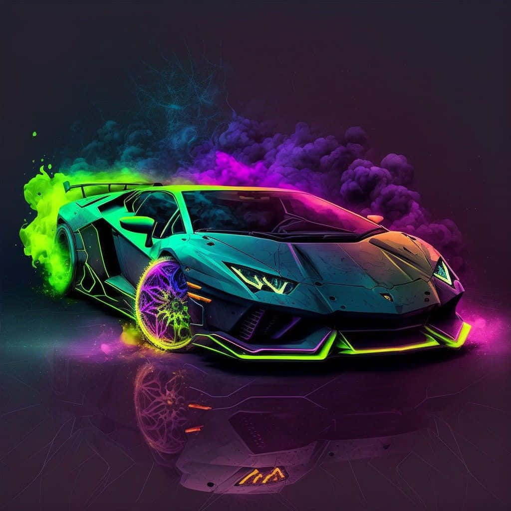 Neon Lamborghini Aventador Artwork Wallpaper