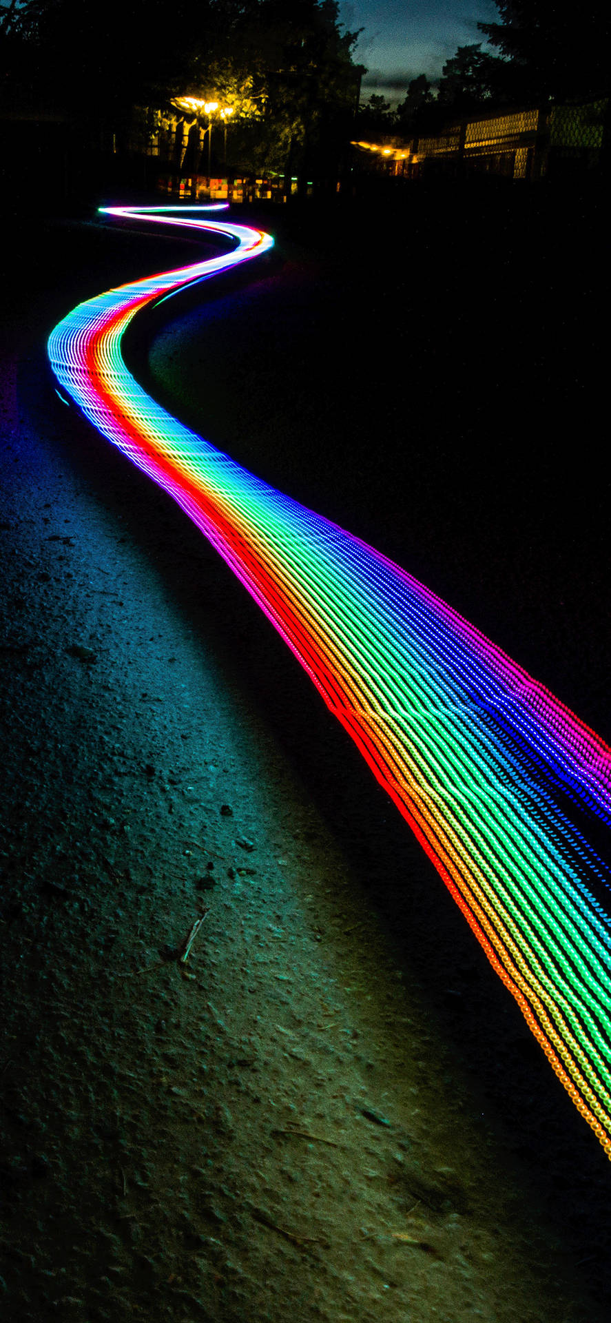 Neon Light Rainbow Path Wallpaper