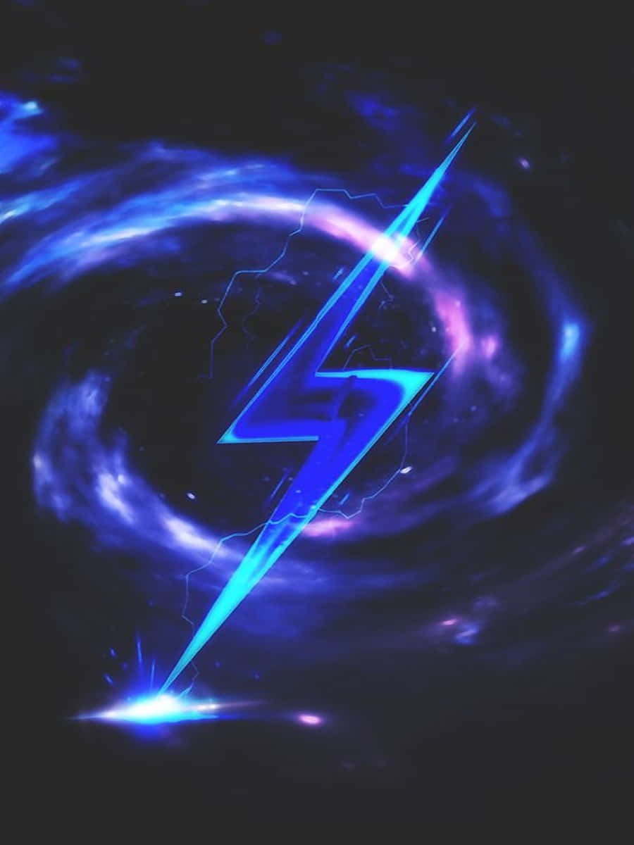 Cloudy Blue Neon Lightning Symbol Wallpaper