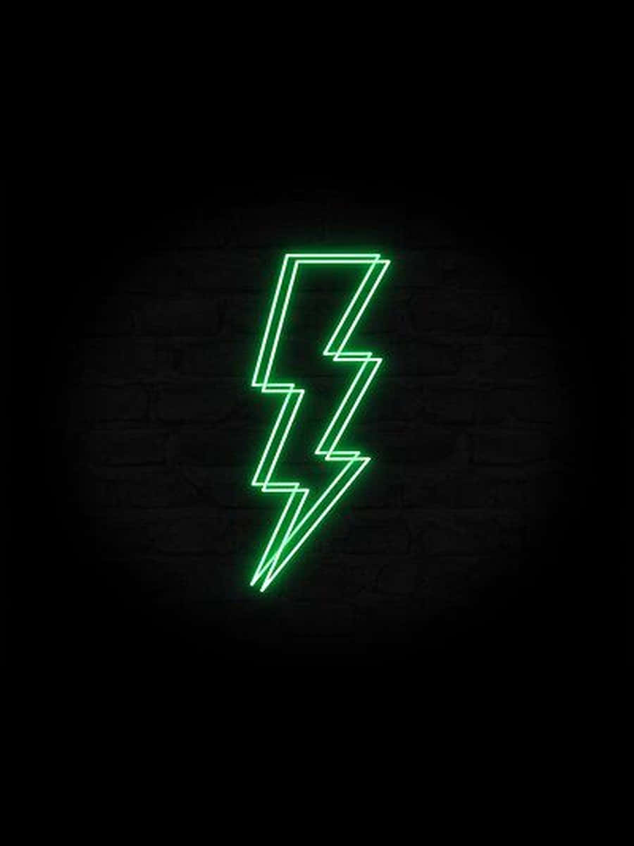 Double Green Neon Lightning In Black Wallpaper