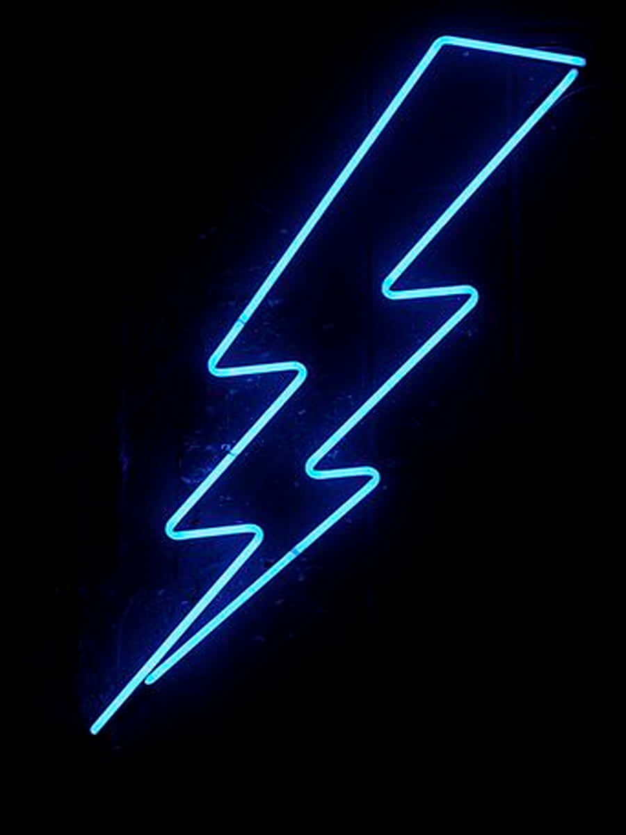 Gleaming Blue Neon Lightning In Black Wallpaper