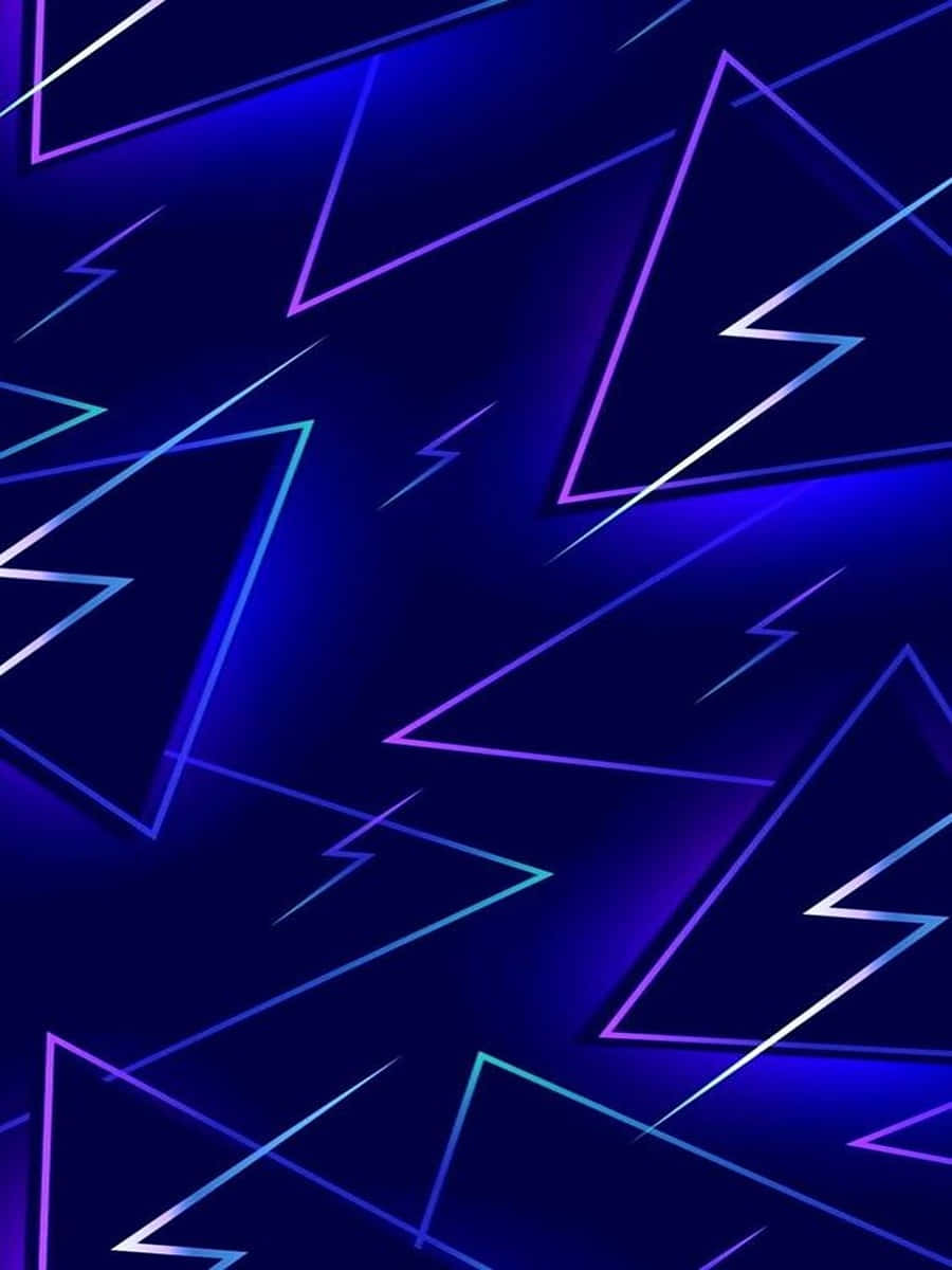 Blue Neon Lightnings And Triangles Wallpaper