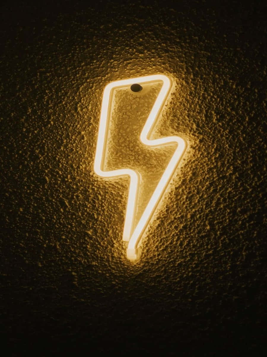 Yellow Neon Lightning Bolt Wall Decoration Wallpaper