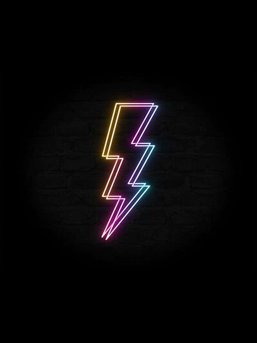Neon Lightning Bolt On A Black Background Wallpaper