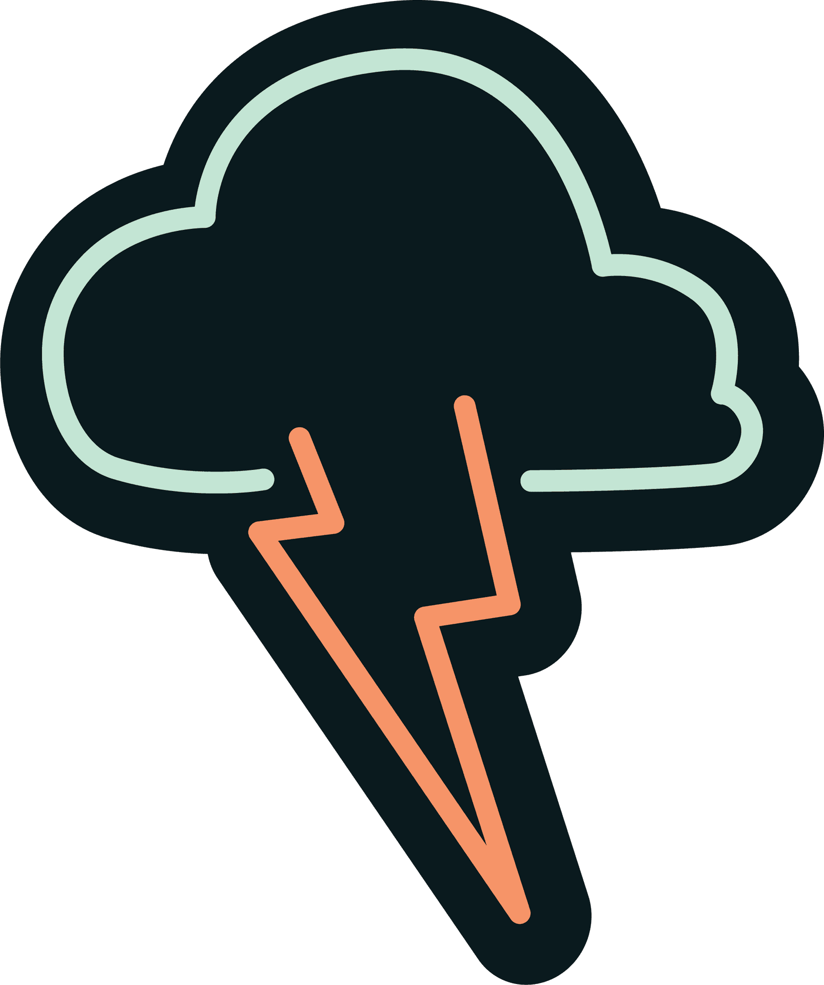 Neon Lightning Cloud Icon PNG