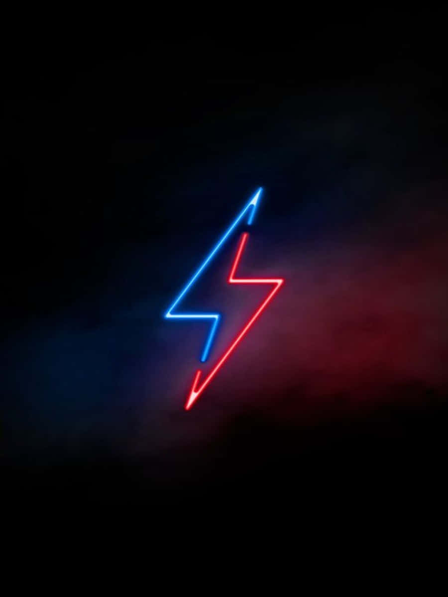 Blauund Rot Neon Lightning Logo Wallpaper