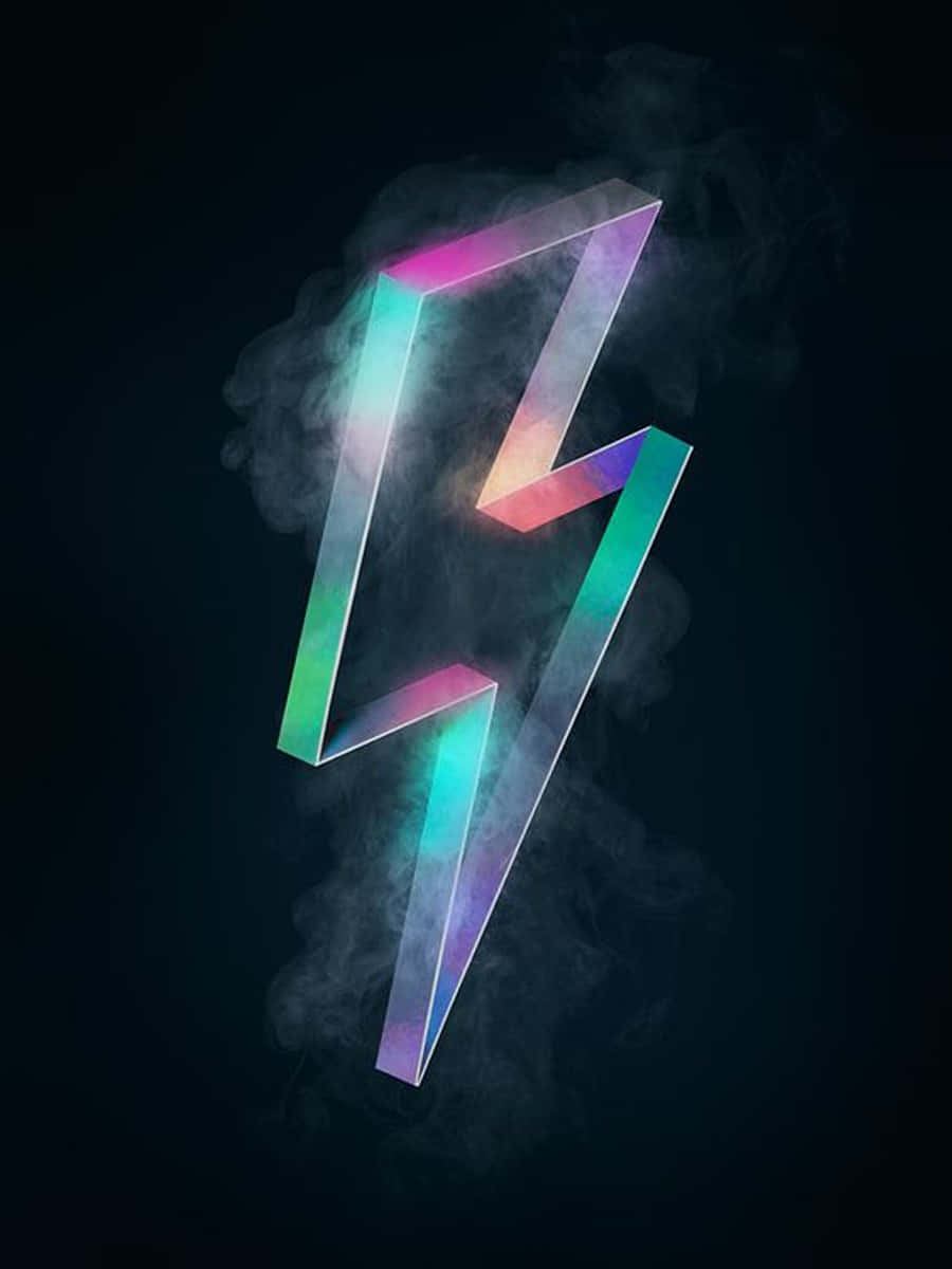 Colorful Neon Lightning Logo With Smoke Wallpaper