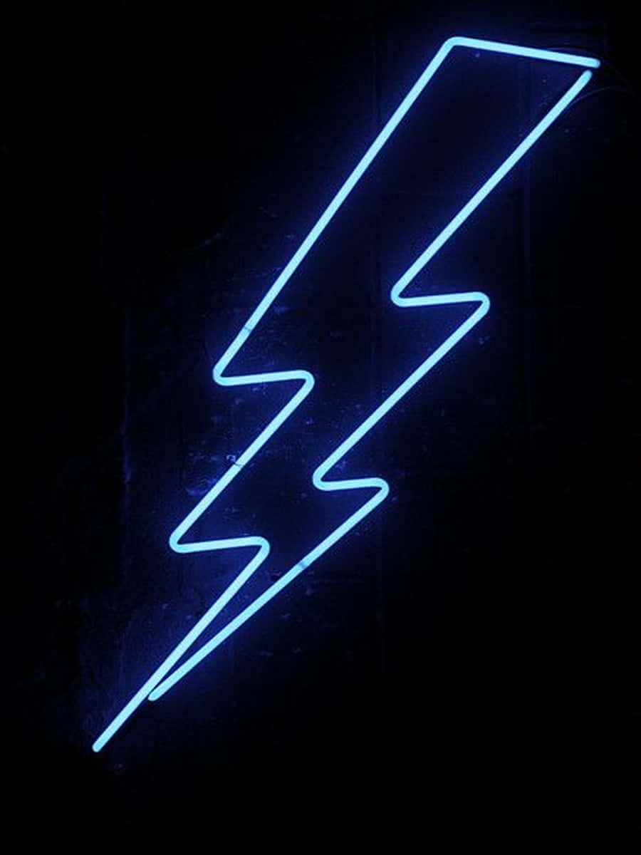 A surreal lightning bolt illuminated in neon blue Wallpaper