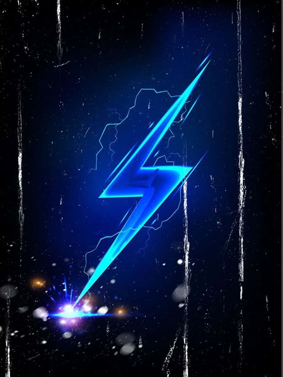 Electrifying Blue Neon Lightning Logo Wallpaper