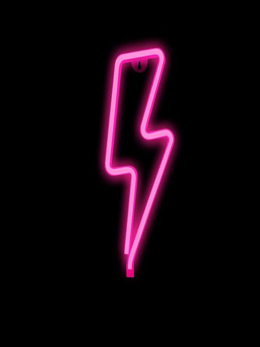 Illuminating an otherwise unassuming night sky, the neon lightning awes onlookers. Wallpaper