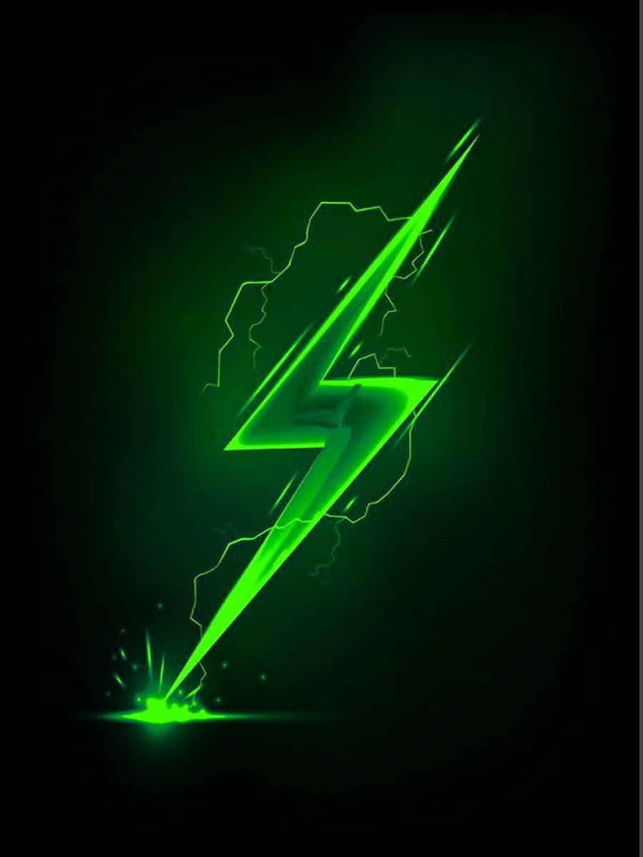 Bright Green Neon Lightning Mark Wallpaper
