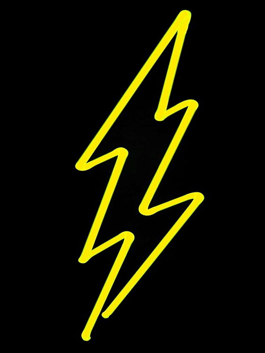 Yellow Neon Lightning In Black Wallpaper