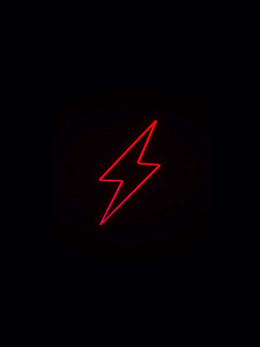 Simple Red Neon Lightning Logo Wallpaper