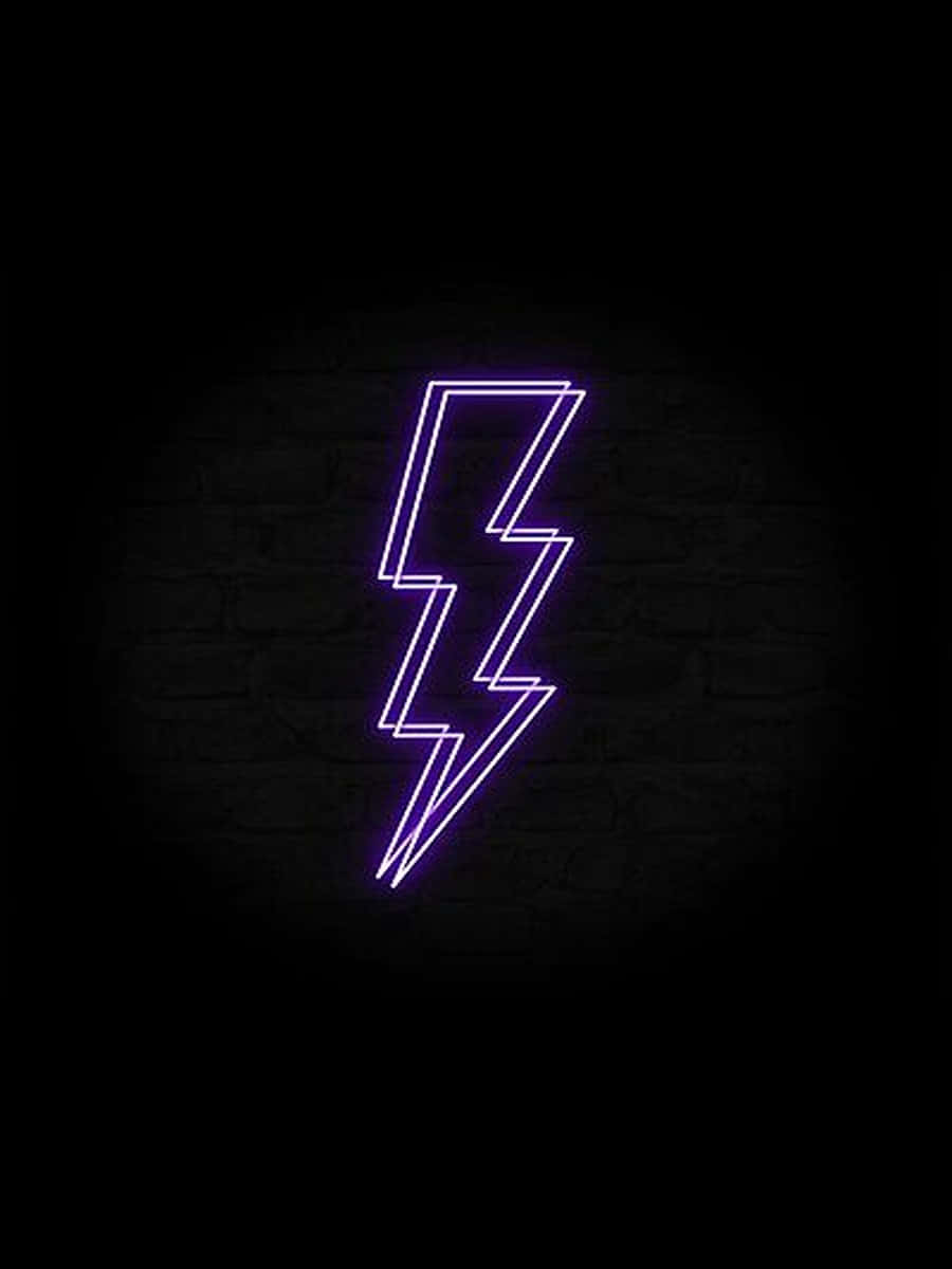 Dual Purple Neon Lightning In Black Wallpaper