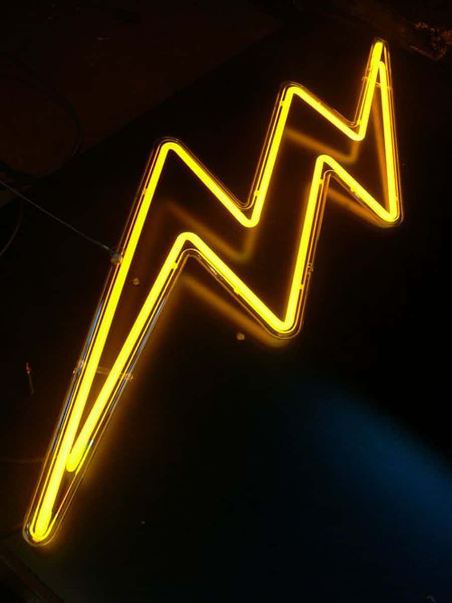 Downwards Yellow Neon Lightning Icon Wallpaper