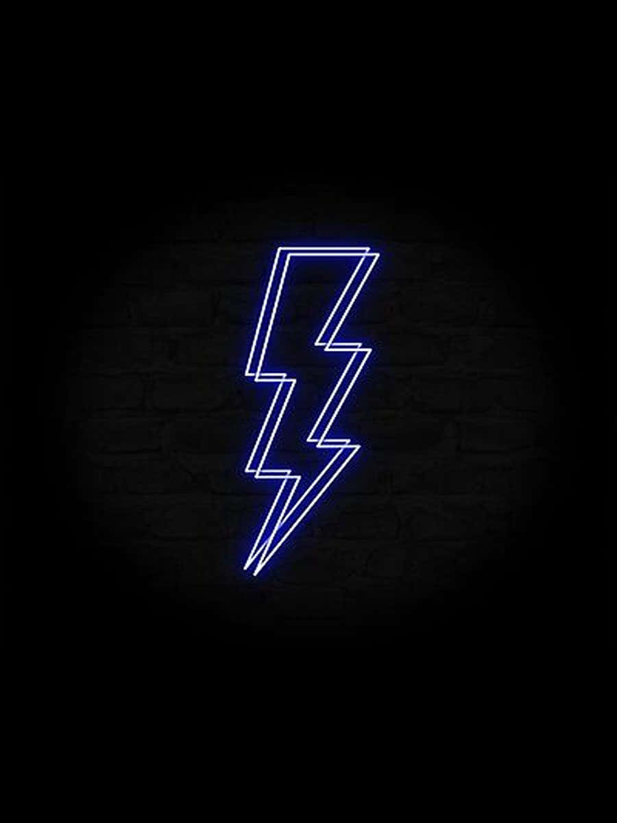 Double Lined Blue Neon Lightning Bolt Logo Wallpaper