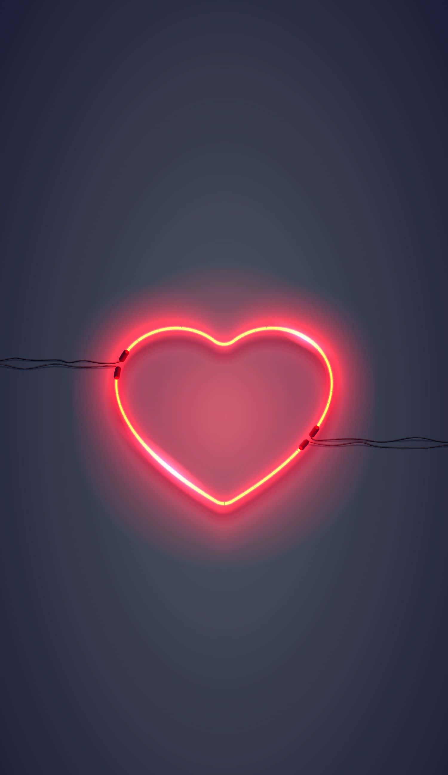 A Heart Neon Sign On A Dark Background Wallpaper