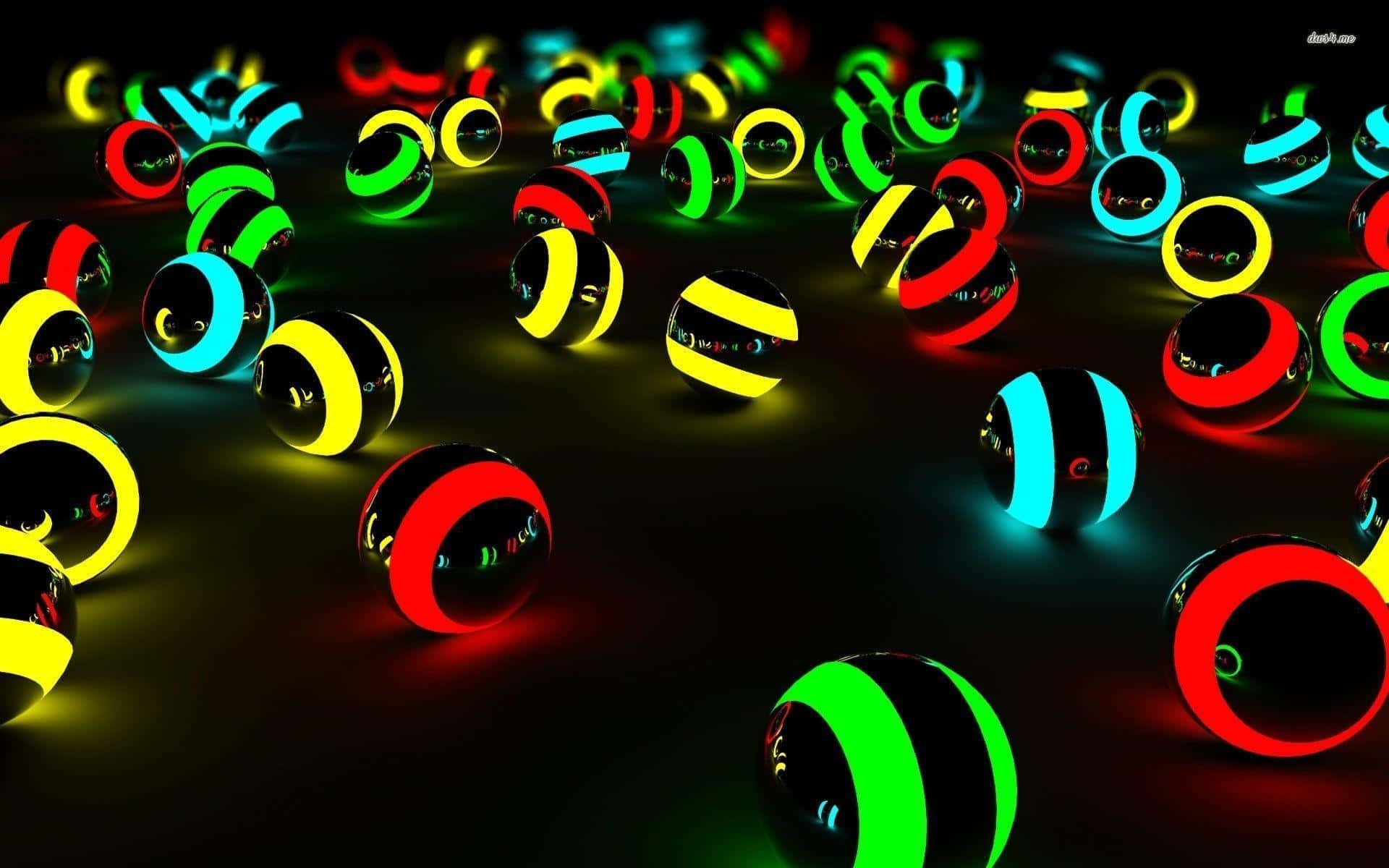 A Group Of Colorful Balls On A Black Background
