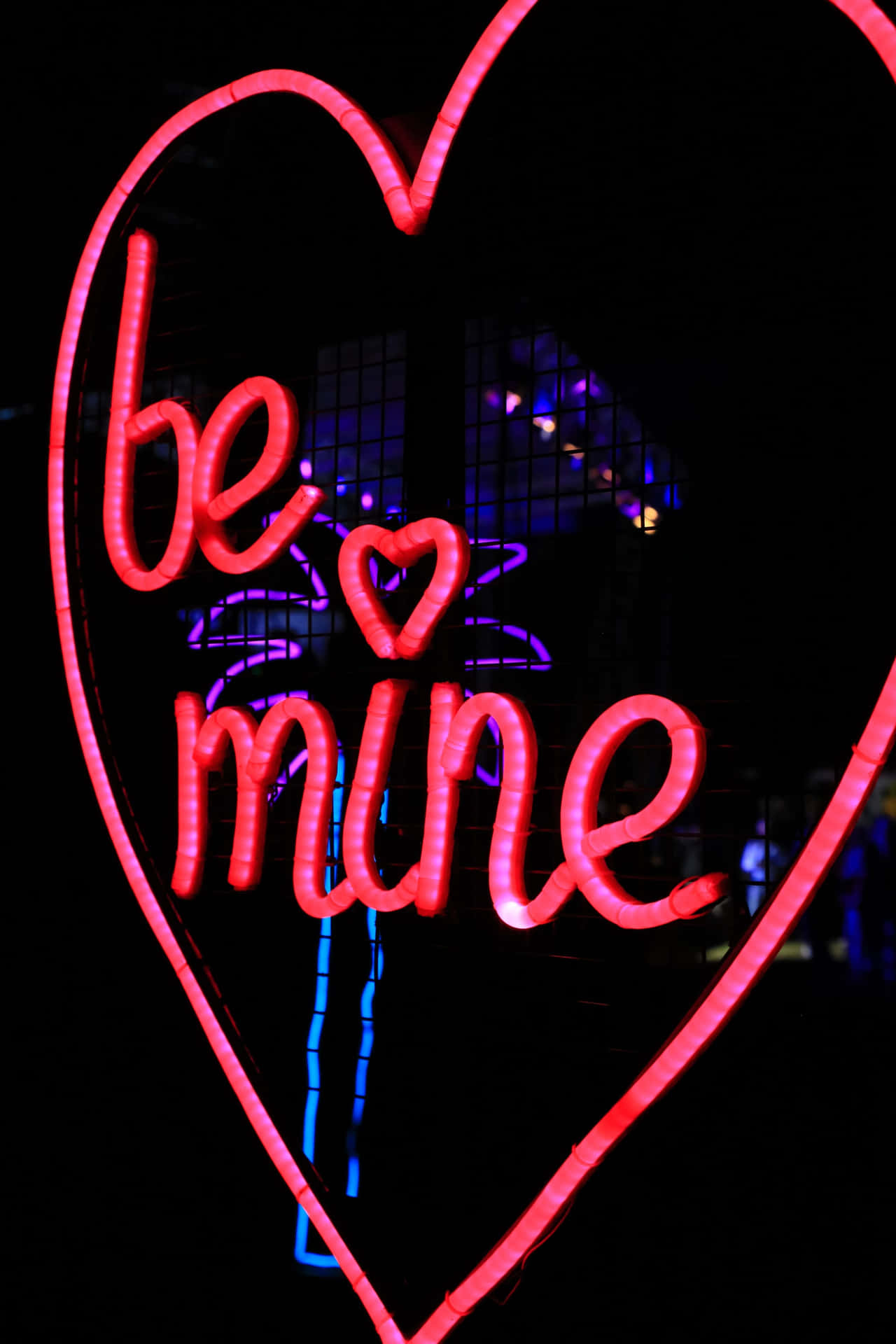 Neon Lights Be Mine Aesthetic Valentine's Day Wallpaper