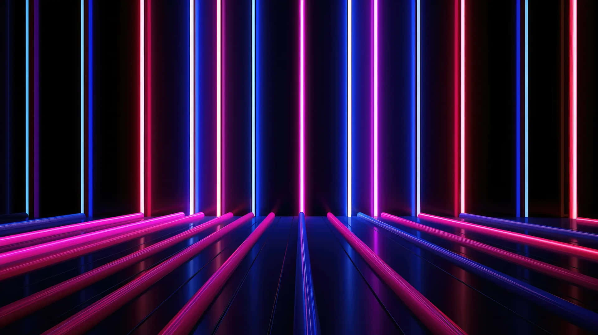 Neon Lights Corridor Wallpaper