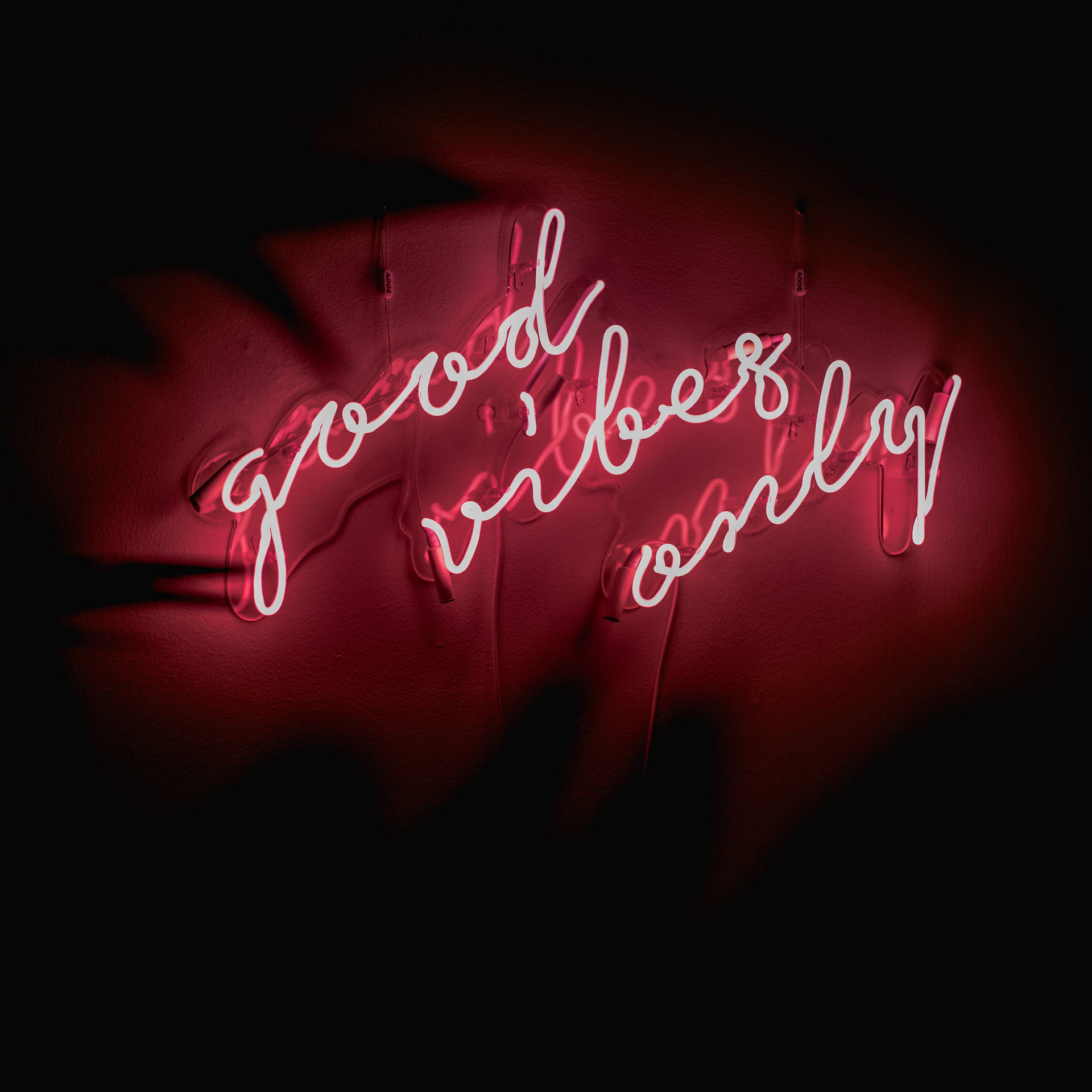 Download Good Vibes Only Neon Red Aesthetic Vibes Wallpaper