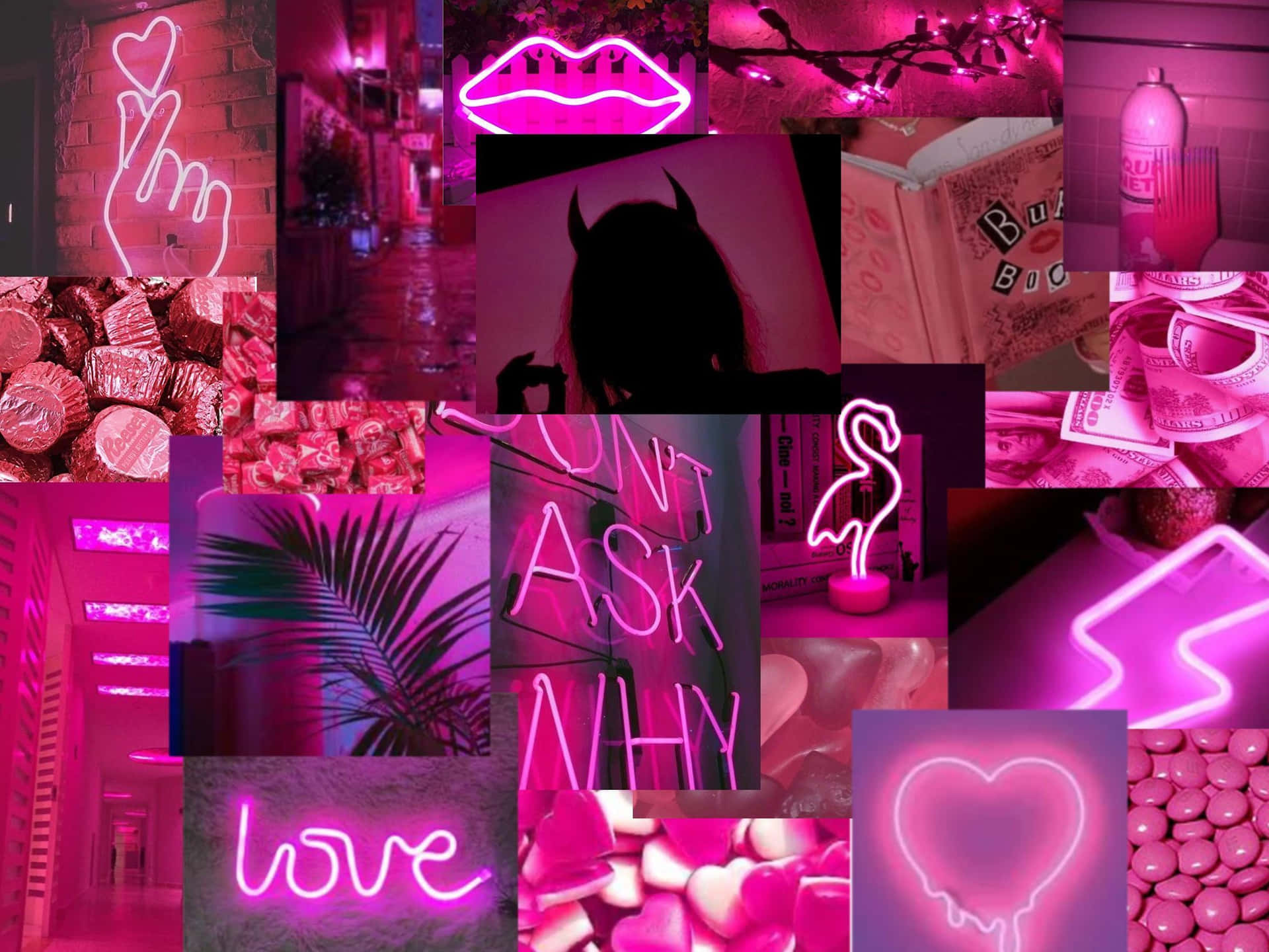 Fondode Pantalla Para Portátil De Tumblr Con Luces Rosas De Neón. Fondo de pantalla