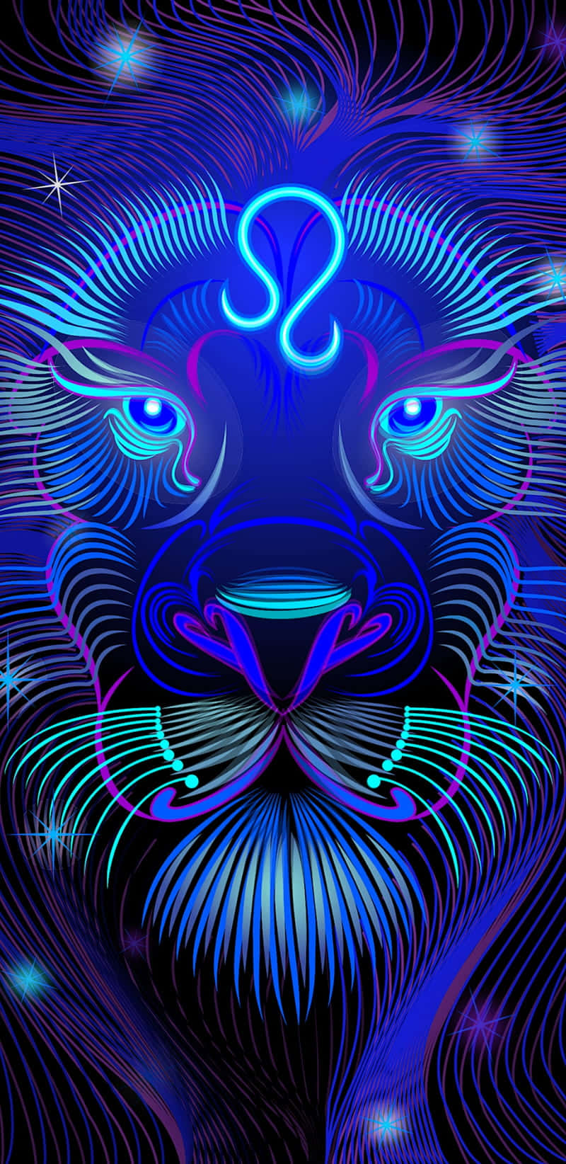 Neon Lion Abstract Art Wallpaper