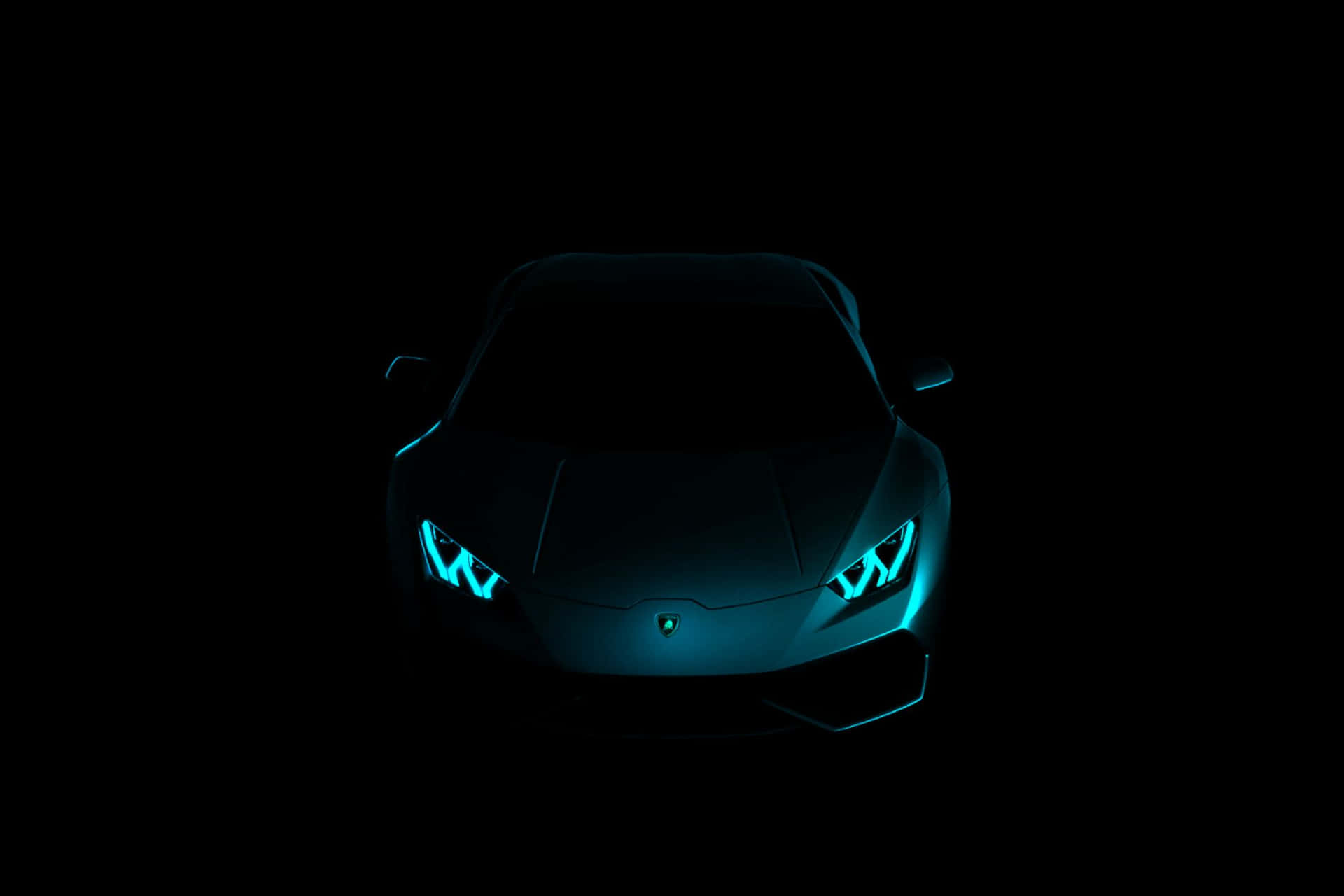 Neon Lit Black Lamborghini Dark Background Wallpaper