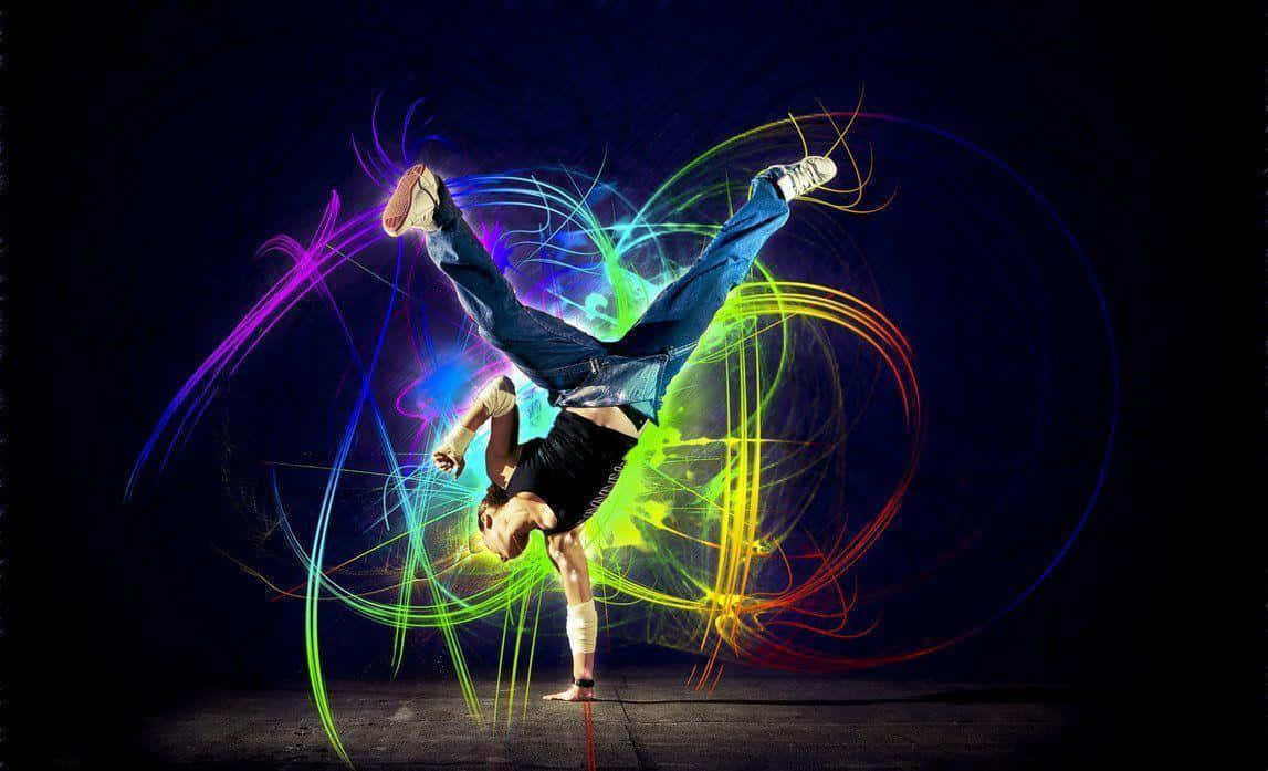 Neon Lit Breakdance Move Wallpaper