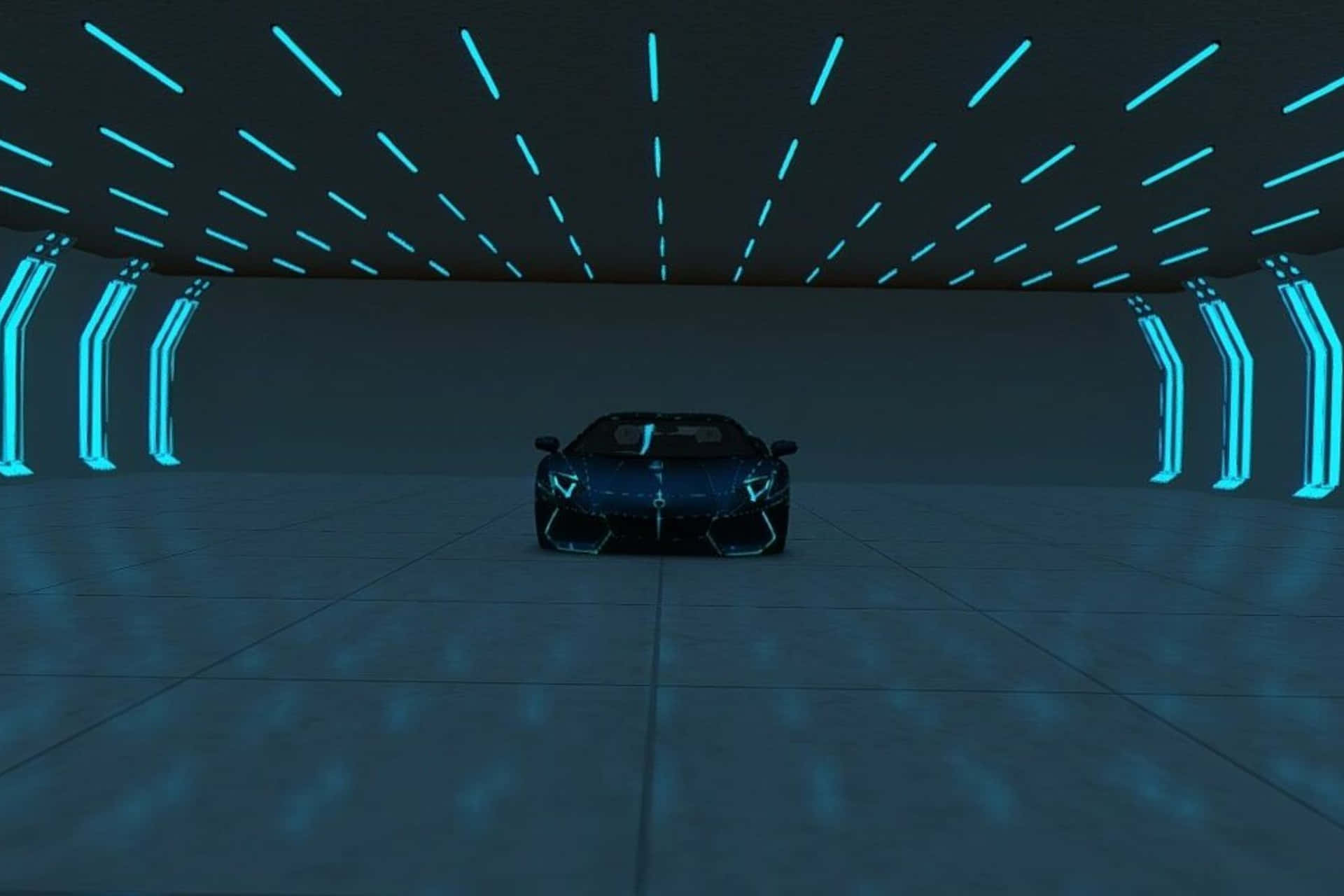 Neon Lit Underground Lamborghini Wallpaper