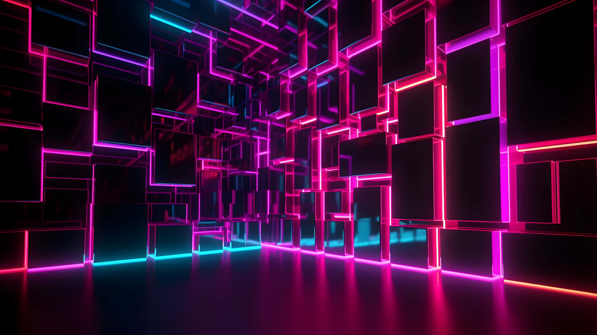 Neon Lit3 D Cube Maze Wallpaper Wallpaper