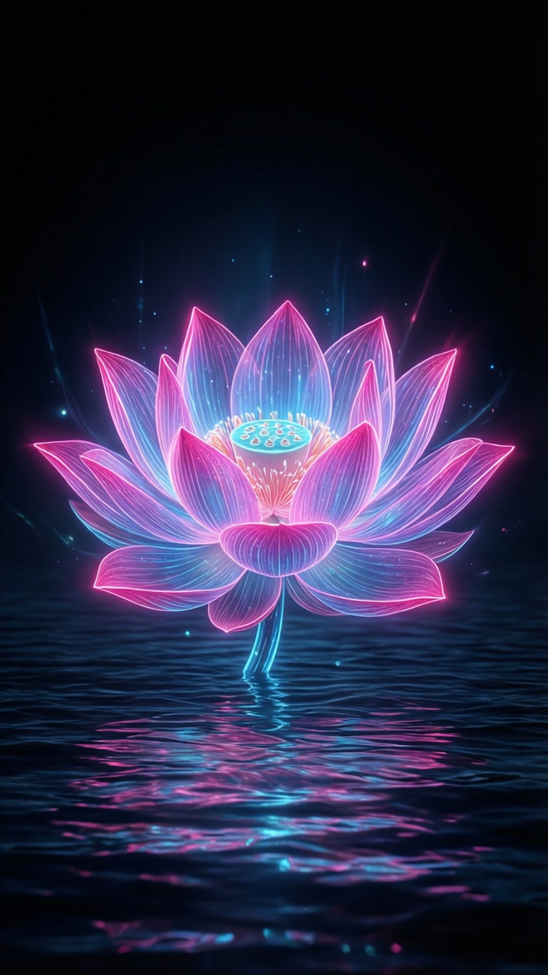Neon Lotus Digital Wallpapers